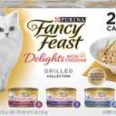 Purina Fancy Feast Delights with Cheddar Grilled Chicken, Turkey or Whitefish and Cheddar Cheese Feast in Gravy Wet Cat Food Variety Pack - (Pack of 24) 3 oz. Cans (EXP 04/01/28)
