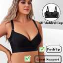 Women's Push Up Bra - Full-Coverage Underwire Bra with Support and Back Fat Control (42D, Black)