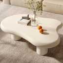 Cloud Coffee Table, Modern White Coffee Table for Living Room, Cute Irregular Indoor Tea Table with 3 Legs, Easy Assembly (White, 46.06 Inch)