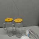 Birity 24oz Glass Cups with Lids and Straws,Glass Tumbler with Handle,2 setReusable Glass Ice Coffee Cups with Lid and Straw for Smoothies,Tea,Juice,Boba Cup for Cold & Hot Drinks,Travel Cup