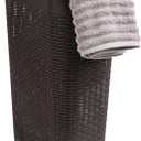 Mind Reader 40L Slim Laundry Hamper, Clothes Basket, Lid, Wicker Design, Plastic, 18"L x 10.4"W x 23.5"H, Brown (Single)