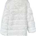 Lisa Colly Women Plus Size Faux Fur Jacket Big Hooded (White,Small)