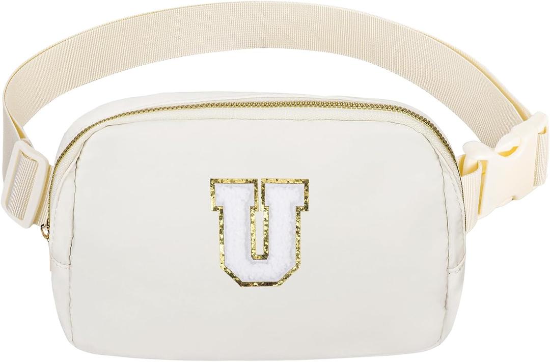 2 x Birthday Gifts Personalized Graduation Gifts for 4 5 6 7 8 9 10 11 12 13 14 Year old Girls Teen Sister Kid Initial Letter Fanny Pack Trendy Stuff White Letter U