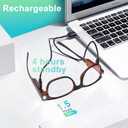 SKYWAY Reading Glasses Lighted Rechargeable Bright LED Readers with Lights Eyewear Clear Vision Unisex,  Square-Tortoiseshell