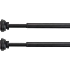 KXLife 2 Pack Spring Tension Curtain Rod, 1/2- inch Decorative Curtain Rods for Window, Caf Rod, Black, (26-36 Inch)