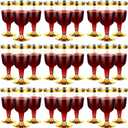 CHENGU 100 Pieces Plastic Disposable Wine Glasses with Gold Rim 7 Oz Clear Hard Plastic Fancy Wine Cups with Stem for Wedding Birthday Anniversary Party Supplies