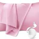 100% Pure Mulberry Silk Pillowcase for Hair and Skin, King Size 20*36 Cooling Silk Pillow Case by Zipper Closure, Smooth and Soft Dual Sides Silk Pillow Cover for Women. (Pink, King-1 Pcs)