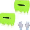Leaf Scoops Hand Rakes, Leaf Scoops and Claws with Gloves, Lightweight Plastic Leaf Scoop, Large Leaf Grabbers for Picking Up Leaves, Clippings, Grass(1 Set, Green)