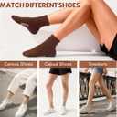 6 Pairs Ankle Socks for Women, Quarter Running Athletic Cushioned Cotton Mini Crew Socks, Coffee