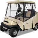 Golf Cart Enclosures 2 Passenger for Club Car Precedent, Tempo&Onward 2 Seater, Golf Cart Rain Cover Driving Enclosure, Rearview Mirror Zipper Clear PVC Window Stronger Zipper Windproof Rainproof(Beige)