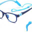 JM Kids Blue Light Glasses, Computer Gaming Grasses for Girls Boys Age 3-10, Anti Blue Ray TR90 Eyeglasses (Blue (Square Style))