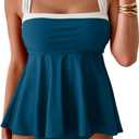 Aidonger Tankini Swimsuit for Women Color Block Tummy Control Two Piece Bathing Suit Slimming Swim Top with Bottom (Blue, M)