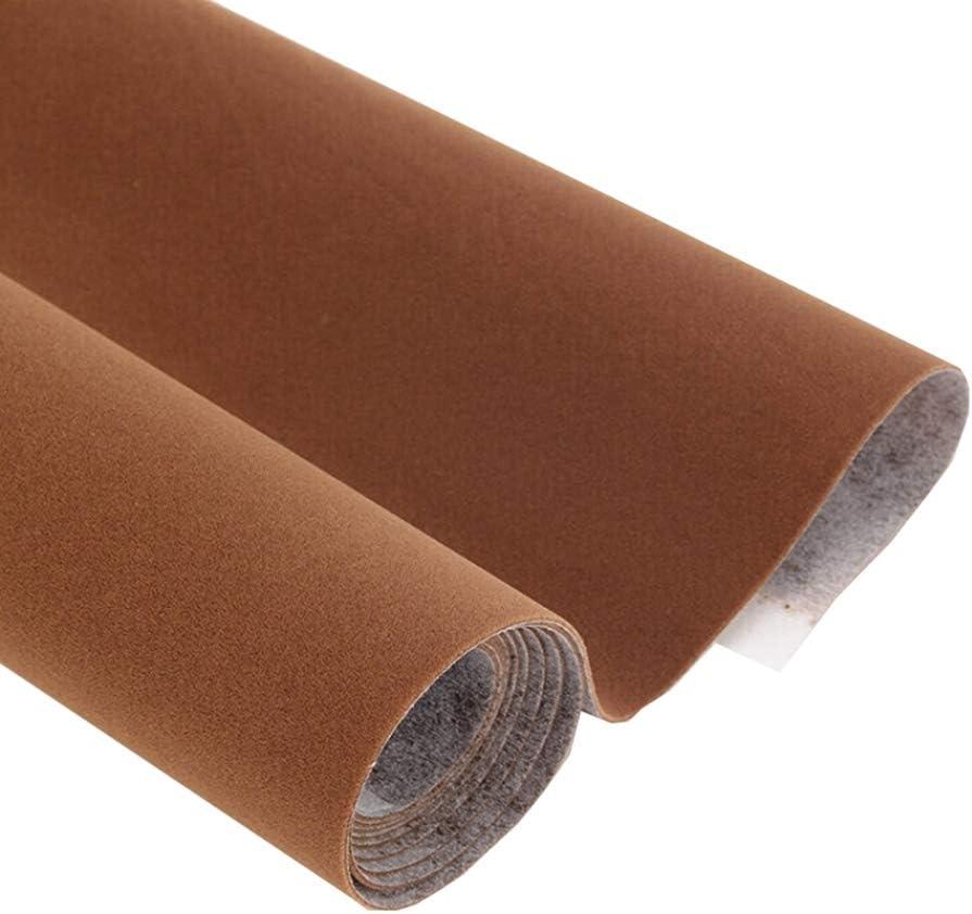 Taogift Self Adhesive Brown Velvet Flock Drawer Liner for Dresser Cabinets Jewlery Displays Backsplash Arts Crafts Decor (Brown, 17.7x98 Inches)