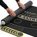 Newverest Blackjack Mat 70" x 35", Blackjack Table Top for Home Game Nights with Friends | Black Jack Casino Table Topper, Poker Mat Layout in Zipper Storage Bag with 8 Coasters in Gift-Ready Box