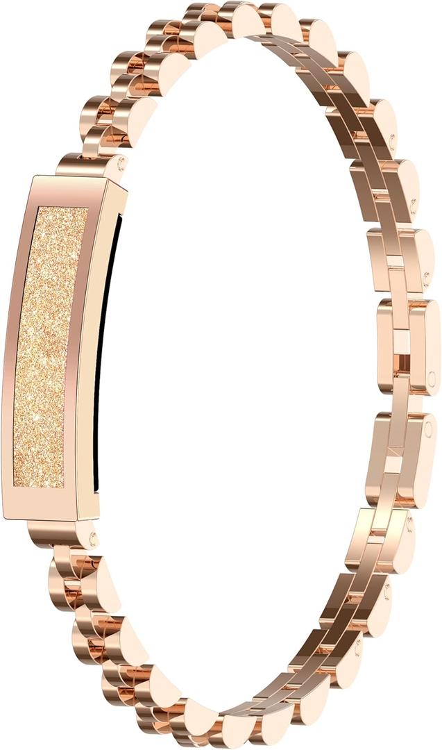 Smart Bracelet Fitness Tracker Heart Rate Monitor Sleep Tracker Step Counter Calories Pedometer Activity Tracker Remote Camera Dress Health Wristband for Women Ladies (Gold)