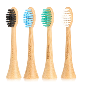 Bamboo Toothbrush Replacement Heads Compatible with Philips Sonicare, Soft CastorOil Biodegradable Bristles, EcoFriendly Bamboo Handle, 4 Pack, Sustainable Daily Cleaning