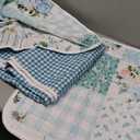 Laura Ashley - Twin Quilt Set, Reversible Cotton Bedding with Matching Sham, Farmhouse Inspired Home Decor (Paisley Printed Patchwork Blue, Twin)
