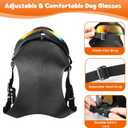 Dog Goggles,UV Protection Dog Sunglasses for Medium Breed,Dogs Eye Protection with Adjustable Strap and Detachable PU Leather Hat (Colorful Glass)