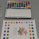 Watercolor Workbook, Water Coloring Book, 12 Different Patterns of Original DIY Designs, 50 Colors Watercolor Paint Set with Palette and Brush, Beginner-Friendly Watercolor Workbooks (Bouquets)