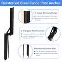 2PCS Fence Post Repair Stakes Kit,Heavy Duty Steel Fence Post Anchor Ground Spike,Fence Post Support Stake for Repairing Tilted/Broken Wood Fence Gate Posts Sign Posts or Mailbox Post (Black)