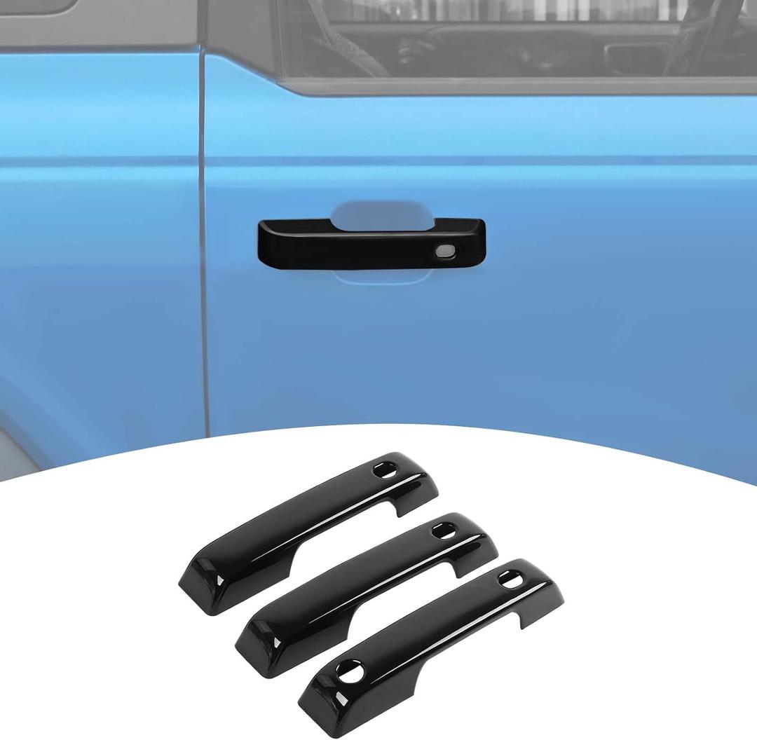 Bronco Door Handle Cover Trim Black Fit for Ford Bronco 2021 up Black Exterior Accessories 3pcs