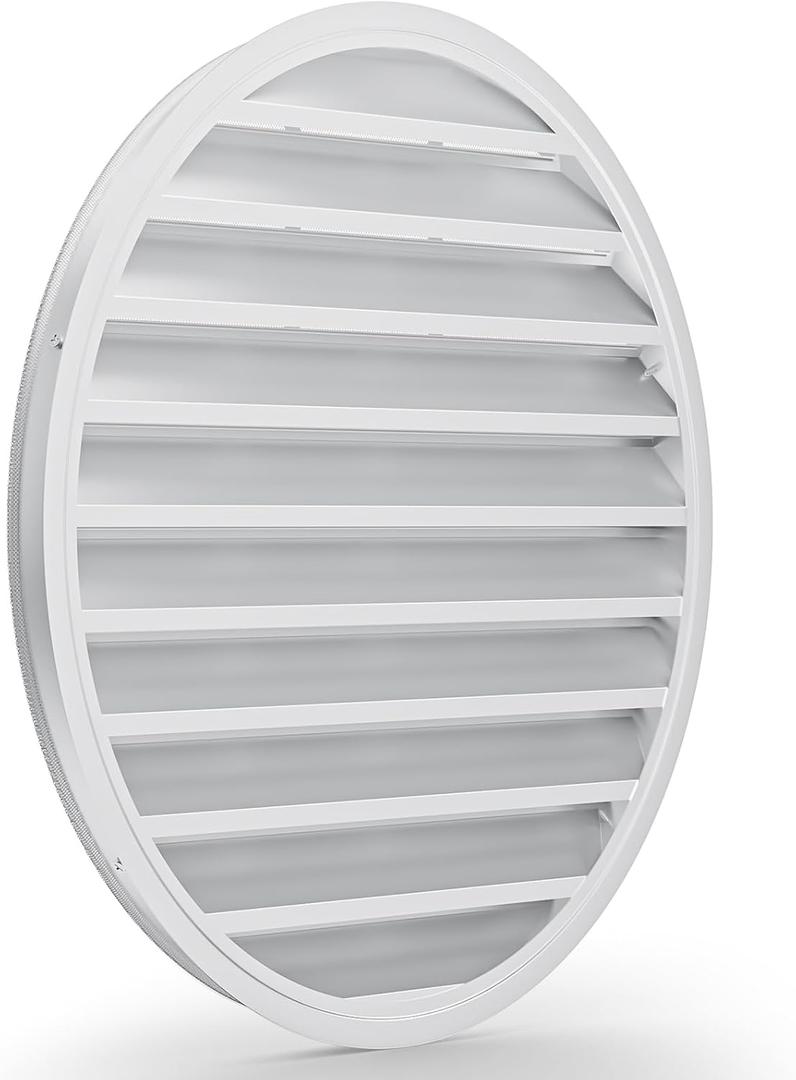 22"W x 22"H x 1 4/5"P Round Gable Vent Aluminum Alloy with Screen - Hon&Guan Gable Vent Ideal for Attics Sheds, Elevating Ventilation in Clean Spaces