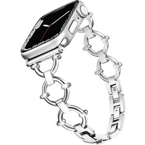 O-Shaped Band Compatible with Apple Watch Band 41mm 40mm 42mm(S10/11) 38mm iWatch Series 11 10 9 8 7 6 SE 5 4 3, Fancy Cute Slim Thin Metal Bracelet for Apple Watch Bands for Women-Silver