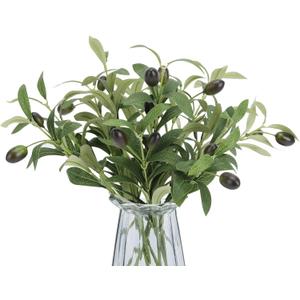 10pcs Faux Olive Leaves Stems 10 Tall Artificial Plants Olive Tree Branches for Small Vase Tabletop Greenery Decor for Home Office Wedding Party (Vase Not Included)
