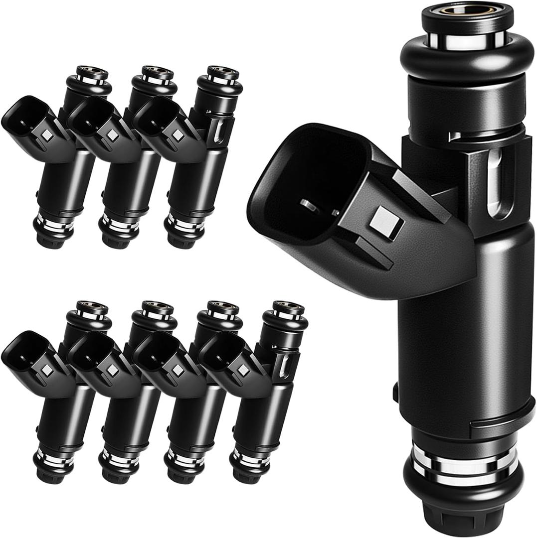 12580426 5.3L FLEX Fuel Injectors Fit For Chevy: Tahoe Suburban Avalanche Express Silverado 1500, For GMC: Yukon (& XL) Savana Sierra 1500, 2002-2007, 4 Holes (Set of 8)