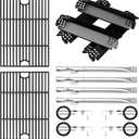Cast Iron Cooking Grate,Heat Shield and Burner Kit for Nexgrill Replacement Parts 4-Burner 720-0830H 720-0830H,720-0888N,720-0888,720-0864,720-0896B,for Uniflame,Kenmore,Nexgrill 4&5-Burner Gas Grills