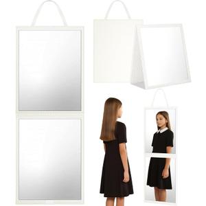 Foldable Travel Portable Full Length Mirror, Dance Bag Hanging Mirror, Full Body Mirror for Dance, Camping, Travel, Dance Competition Must Haves Backstage Folding Hanging Mirror (White, 33*13 Inch)