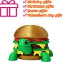 3D Printed Turtle Hamburger Set,3D Printed Animal,Detachable DIY Turtle Hamburger Models Ornament for Easter Basket Stuffers,Office Desktop and Collectible.