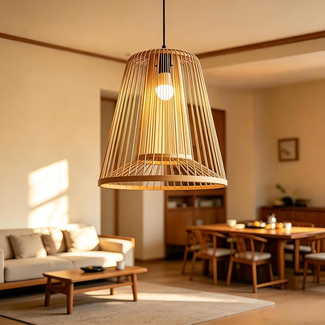 Boho Pendant Light 16" Rustic Farmhouse Chandelier Adjustable Hanging Light