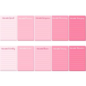 Eaasty 10 Pcs Pink Inspirational Sticky Notes 4x6 Inch Motivational Self Adhesive Sticky Note with Line Fun Positive Pad Gift Bulk for CNA Nurse Teacher Employee Coworker Office Study Supplies