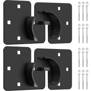 IRONWALLS Puck Lock Hasp Black 2 Packs, Heavy Duty Lock Hasp for Hidden Shackle Padlock Diameter Within 2-7/8/73mm, Steel Puck Lock Holders Brackets for Shipping Container, Trailers Doors
