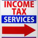VIBE INK Large 18" x 24" Inches "Income Tax Services" Directional Arrow Yard Sign with H-Metal Stake Included - DOUBLE SIDED Left/Right Arrow Tax Return Season UV PRINTED COLORS! Made in America (1)
