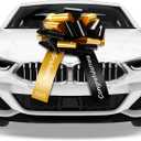 Geosar 20 Inch Graduate Big Car Bow Large Giant Graduation Congratulations Car Bow Ribbon for 2025 Graduation Gift Birthday Party Decoration, Black, Gold