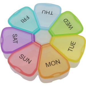 ShysTech 7 Day Weekly Pill AM PM Round Organizer, Large Pill Case Pill Box 1 Time A Day for Pills/Medication/Supplements/Vitamin (Multi-Color)