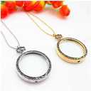2pcs 10X Magnifying Glass Necklace Magnifier Pendant Magnifier Pocket Reading Loupe Monocle with 1.85 Inch Glass Lens and 32 Inch Long Chain for Books Crafts Gift