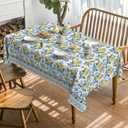 Horaldaily Summer Tablecloth 60x84 Inch Rectangular, Classical Iris Pattern Lemon Washable Seasonal Table Cover for Party Picnic Dinner Decor