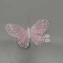 3D Pink Butterfly Wall Decor: Set of 6 Real Feather Butterflies Wall Stickers with Pearls for Girls Bedroom Baby Shower Wedding Cake Office Decor Butterfly Wall Decals for Bathroom Boho Living Room