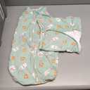 PATPAT Cotton Swaddle for Newborns, Soft Baby Wearable Blanket, Quiet Hook & Loop Closure, Easy Transition Design, 2-Way Zipper for Easy Diaper Changes, 0.5 TOG, Milk & Cookies, 0-3 Months (Green)