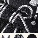 BABEYOND Women's Flapper Dresses 1920s V Neck Beaded Fringed Great Gatsby Dress (Black, L)