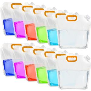 12 Pack 1.3 Gallon Collapsible Water Container, Emergency Water Storage Bag Foldable Water Bags for Camping Riding Outdoor Sport