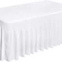 Fixwal White Spandex Tablecloth for Rectangle Table 6ft, Table Skirt for Folding Table, Table Cover for Party, Show, Wedding and Birthday (6FT|1 Pack)