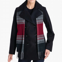 London Fog Womens Small Plaid-Print Scarf Peacoat