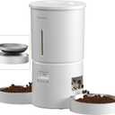 Automatic Cat Feeder for 2 Cats,6 Meals/Day,12 Portions/Meal,Dual Power Double Bowls,Dry Pet Food Autofeeder,10S Voice Record,Flexible Programmable Schedule Timer(White,Stainless Dual Bowls)
