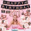 40th Birthday Decorations for Women, 40th Birthday Banners Balloons Backdrop Happy 40 Birthday Sash Party Decorations for Forty Back in 1985 Birthday Decorations Rose Gold
