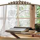 Vintage Baroque Arched Mirror - Traditional Ornate Antique Brass Wood Frame - 36"X23" - Ideal for Entryway, Fireplace, Living Room, Hallway, Bathroom