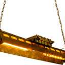 Rustic Industrial Chandelier Lighting, Adjustable Kitchen Pendant Lighting Over Island Farmhouse Light Fixtures 4-Light Antique Metal Pendant for Living Room & Bar (95cm), Bronze 
